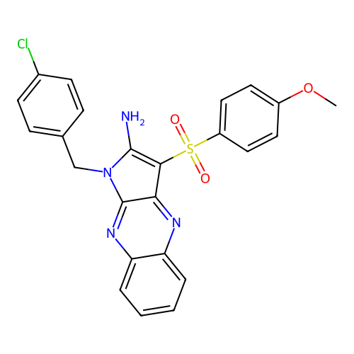 1-(4-chlorobenzyl)-3-((4-methoxyphenyl)sulfonyl)-1H-pyrrolo[2,3-b]quinoxalin-2-amine structure