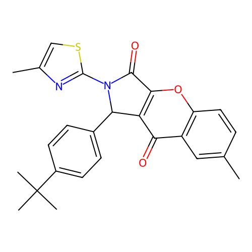 1-(4-tert-butylphenyl)-7-methyl-2-(4-methyl-1,3-thiazol-2-yl)-1,2-dihydrochromeno[2,3-c]pyrrole-3,9-dione structure