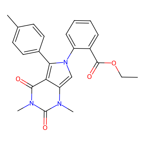 ethyl 2-[1,3-dimethyl-5-(4-methylphenyl)-2,4-dioxopyrrolo[3,4-d]pyrimidin-6-yl]benzoate structure