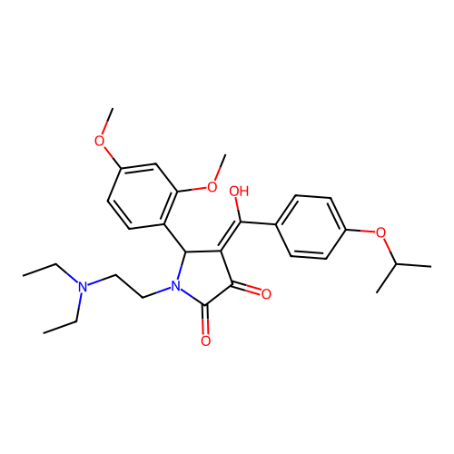 (4E)-1-(2-diethylaminoethyl)-5-(2,4-dimethoxyphenyl)-4-[hydroxy-(4-propan-2-yloxyphenyl)methylidene]pyrrolidine-2,3-dione structure