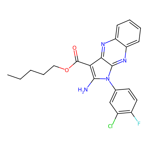 pentyl 2-amino-1-(3-chloro-4-fluorophenyl)-1H-pyrrolo[2,3-b]quinoxaline-3-carboxylate structure