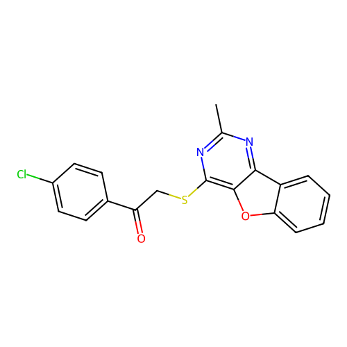 1-(4-chlorophenyl)-2-((2-methylbenzofuro[3,2-d]pyrimidin-4-yl)thio)ethanone structure