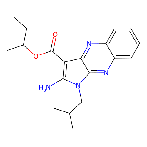 butan-2-yl 2-amino-1-(2-methylpropyl)-1H-pyrrolo[2,3-b]quinoxaline-3-carboxylate structure