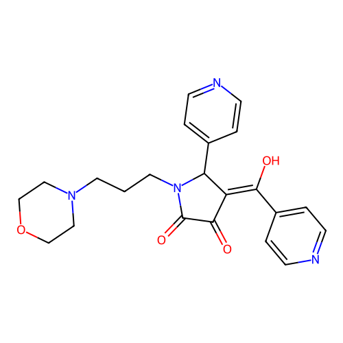 3-hydroxy-1-[3-(morpholin-4-yl)propyl]-5-(pyridin-4-yl)-4-(pyridine-4-carbonyl)-2,5-dihydro-1H-pyrrol-2-one structure