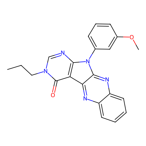 11-(3-methoxyphenyl)-3-propyl-3H-pyrimido[5',4':4,5]pyrrolo[2,3-b]quinoxalin-4(11H)-one structure