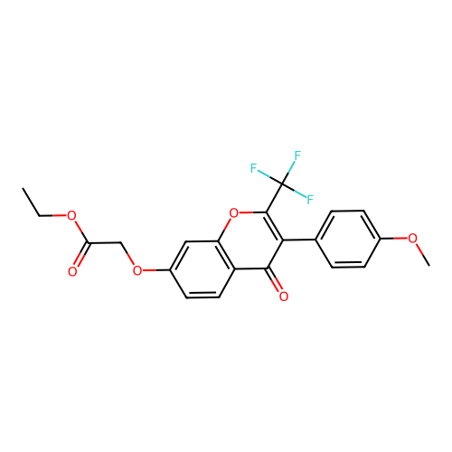 Ethyl 2-[3-(4-methoxyphenyl)-4-oxo-2-(trifluoromethyl)chromen-7-yl]oxyacetate structure