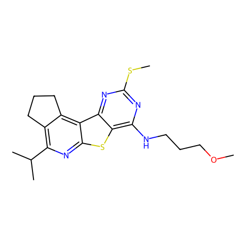 4-isopropyl-N-(3-methoxypropyl)-9-(methylthio)-2,3-dihydro-1H-cyclopenta[4',5']pyrido[3',2':4,5]thieno[3,2-d]pyrimidin-7-amine structure