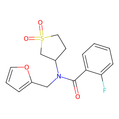 N-(1,1-dioxidotetrahydrothiophen-3-yl)-2-fluoro-N-(furan-2-ylmethyl)benzamide structure