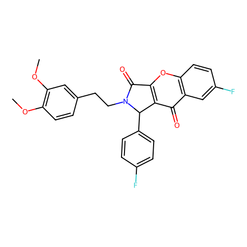 2-(3,4-dimethoxyphenethyl)-7-fluoro-1-(4-fluorophenyl)-1,2-dihydrochromeno[2,3-c]pyrrole-3,9-dione structure