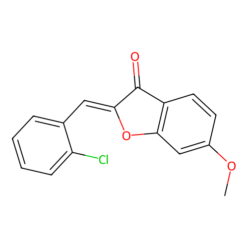 (Z)-2-(2-chlorobenzylidene)-6-methoxybenzofuran-3(2H)-one structure