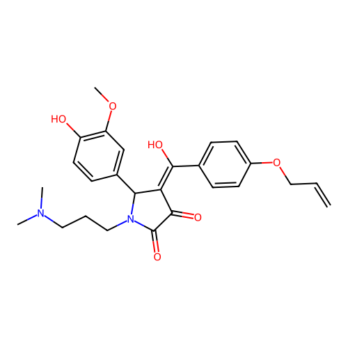 (4E)-1-[3-(dimethylamino)propyl]-5-(4-hydroxy-3-methoxyphenyl)-4-[hydroxy-(4-prop-2-enoxyphenyl)methylidene]pyrrolidine-2,3-dione structure