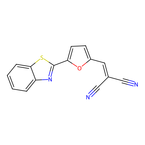 [(5-Benzothiazol-2-yl-2-furyl)methylene]methane-1,1-dicarbonitrile structure
