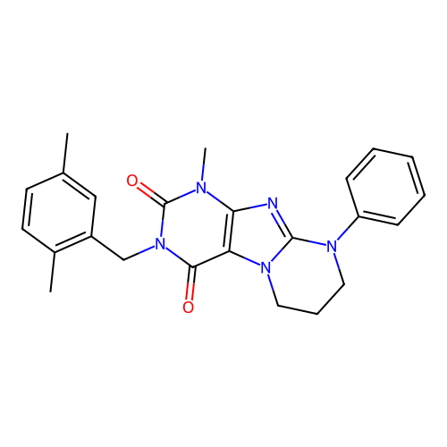 3-(2,5-dimethylbenzyl)-1-methyl-9-phenyl-6,7,8,9-tetrahydropyrimido[2,1-f]purine-2,4(1H,3H)-dione structure