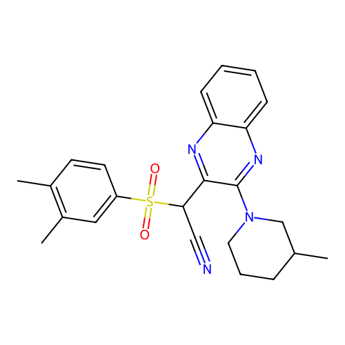 (3,4-Dimethylbenzene-1-sulfonyl)[3-(3-methylpiperidin-1-yl)quinoxalin-2-yl]acetonitrile structure