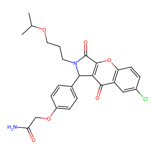 2-(4-(7-chloro-2-(3-isopropoxypropyl)-3,9-dioxo-1,2,3,9-tetrahydrochromeno[2,3-c]pyrrol-1-yl)phenoxy)acetamide structure