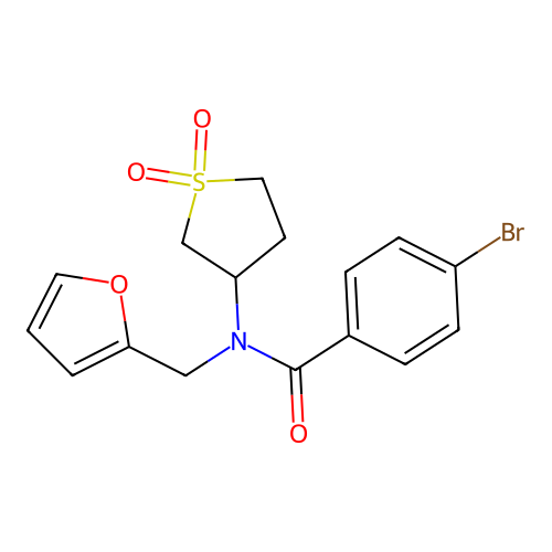 4-bromo-N-(1,1-dioxidotetrahydrothiophen-3-yl)-N-(furan-2-ylmethyl)benzamide structure