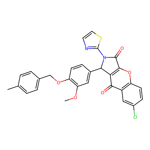 7-chloro-1-{3-methoxy-4-[(4-methylbenzyl)oxy]phenyl}-2-(1,3-thiazol-2-yl)-1,2-dihydrochromeno[2,3-c]pyrrole-3,9-dione structure