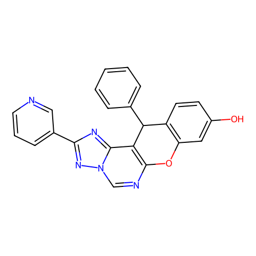 12-phenyl-2-(pyridin-3-yl)-12H-chromeno[3,2-e][1,2,4]triazolo[1,5-c]pyrimidin-9-ol structure