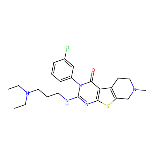 3-(3-chlorophenyl)-2-((3-(diethylamino)propyl)amino)-7-methyl-5,6,7,8-tetrahydropyrido[4',3':4,5]thieno[2,3-d]pyrimidin-4(3H)-one structure
