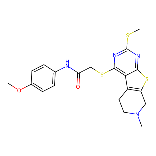 N-(4-methoxyphenyl)-2-((7-methyl-2-(methylthio)-5,6,7,8-tetrahydropyrido[4',3':4,5]thieno[2,3-d]pyrimidin-4-yl)thio)acetamide structure