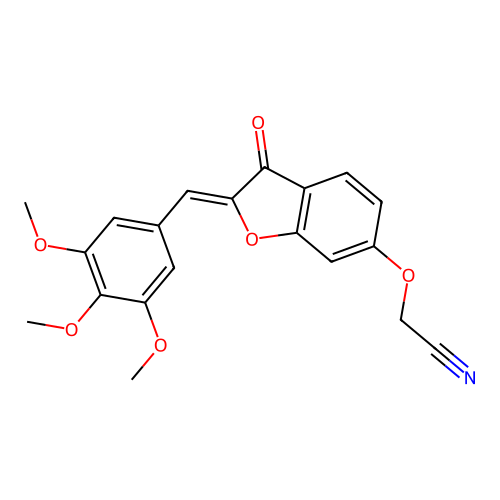 (Z)-2-((3-oxo-2-(3,4,5-trimethoxybenzylidene)-2,3-dihydrobenzofuran-6-yl)oxy)acetonitrile structure