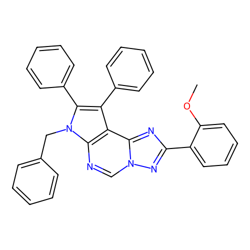 7-benzyl-2-(2-methoxyphenyl)-8,9-diphenyl-7H-pyrrolo[3,2-e][1,2,4]triazolo[1,5-c]pyrimidine structure