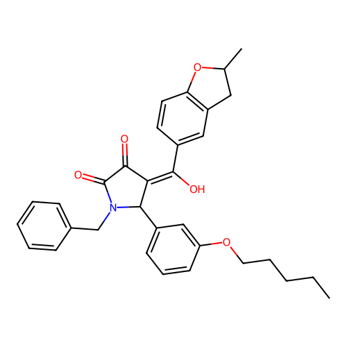 (4E)-1-benzyl-4-[hydroxy(2-methyl-2,3-dihydro-1-benzofuran-5-yl)methylidene]-5-[3-(pentyloxy)phenyl]pyrrolidine-2,3-dione structure