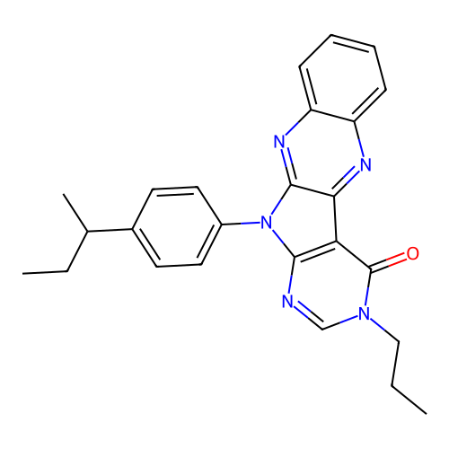 11-(4-(sec-butyl)phenyl)-3-propyl-3H-pyrimido[5',4':4,5]pyrrolo[2,3-b]quinoxalin-4(11H)-one structure