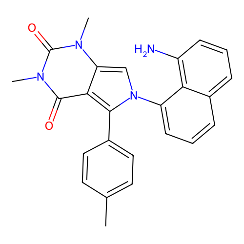 6-(8-aminonaphthalen-1-yl)-1,3-dimethyl-5-(4-methylphenyl)-1H-pyrrolo[3,4-d]pyrimidine-2,4(3H,6H)-dione structure