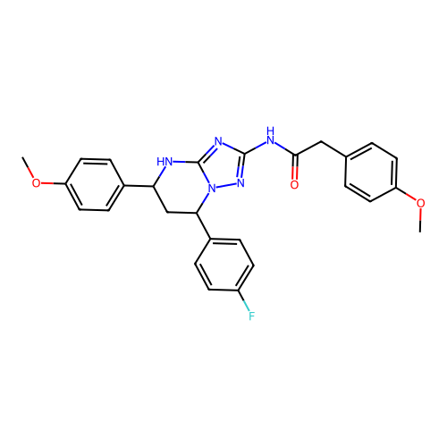 N-(7-(4-fluorophenyl)-5-(4-methoxyphenyl)-4,5,6,7-tetrahydro-[1,2,4]triazolo[1,5-a]pyrimidin-2-yl)-2-(4-methoxyphenyl)acetamide structure