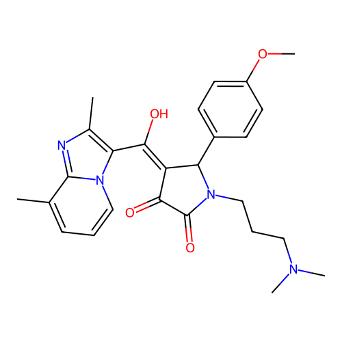 (4E)-1-[3-(dimethylamino)propyl]-4-[(2,8-dimethylimidazo[1,2-a]pyridin-3-yl)-hydroxymethylidene]-5-(4-methoxyphenyl)pyrrolidine-2,3-dione structure
