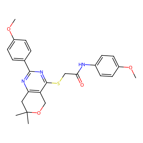 N-(4-methoxyphenyl)-2-((2-(4-methoxyphenyl)-7,7-dimethyl-7,8-dihydro-5H-pyrano[4,3-d]pyrimidin-4-yl)thio)acetamide structure