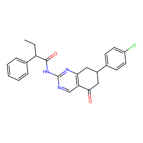 N-[7-(4-chlorophenyl)-5-oxo-5,6,7,8-tetrahydroquinazolin-2-yl]-2-phenylbutanamide structure