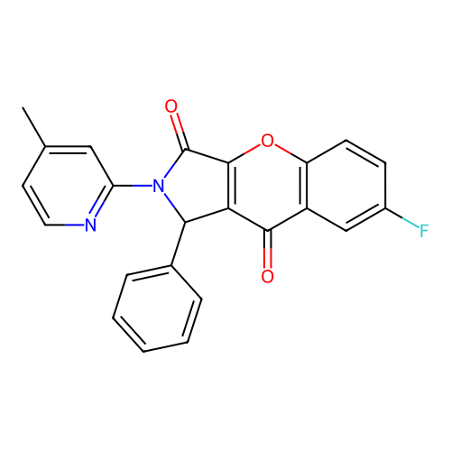 7-fluoro-2-(4-methylpyridin-2-yl)-1-phenyl-1,2-dihydrochromeno[2,3-c]pyrrole-3,9-dione structure