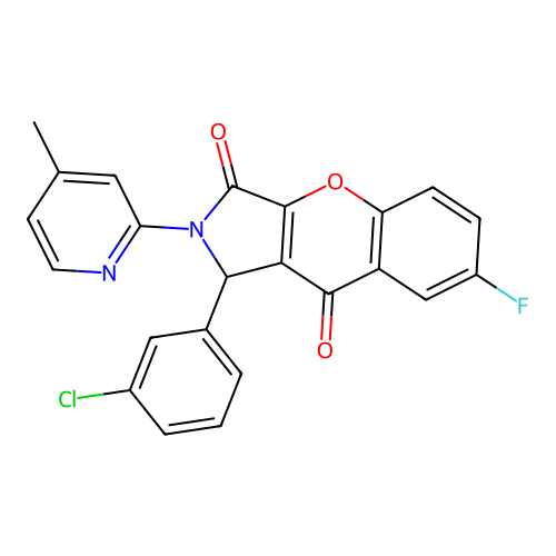 1-(3-chlorophenyl)-7-fluoro-2-(4-methylpyridin-2-yl)-1,2-dihydrochromeno[2,3-c]pyrrole-3,9-dione structure