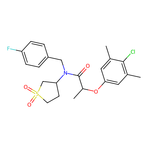 2-(4-chloro-3,5-dimethylphenoxy)-N-(1,1-dioxidotetrahydrothiophen-3-yl)-N-(4-fluorobenzyl)propanamide structure