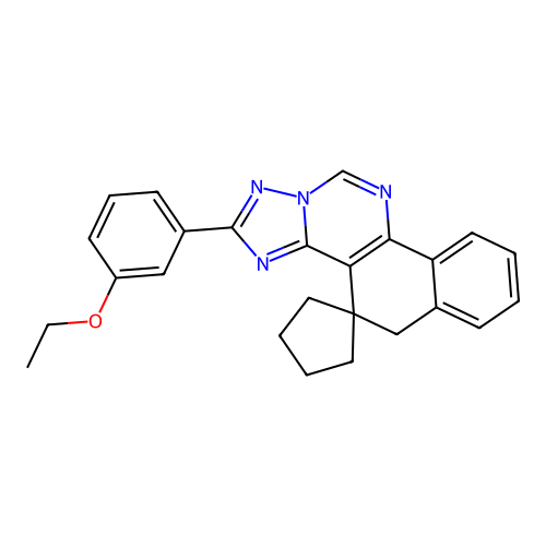 2-(3-ethoxyphenyl)-5H-spiro[benzo[h][1,2,4]triazolo[1,5-c]quinazoline-4,1'-cyclopentane] structure