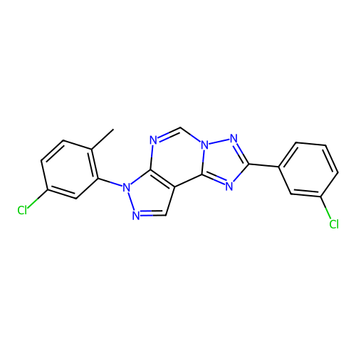7-(5-chloro-2-methylphenyl)-2-(3-chlorophenyl)-7H-pyrazolo[4,3-e][1,2,4]triazolo[1,5-c]pyrimidine structure