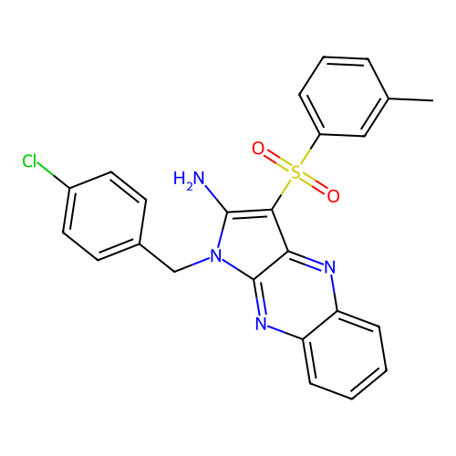 1-(4-chlorobenzyl)-3-(m-tolylsulfonyl)-1H-pyrrolo[2,3-b]quinoxalin-2-amine structure
