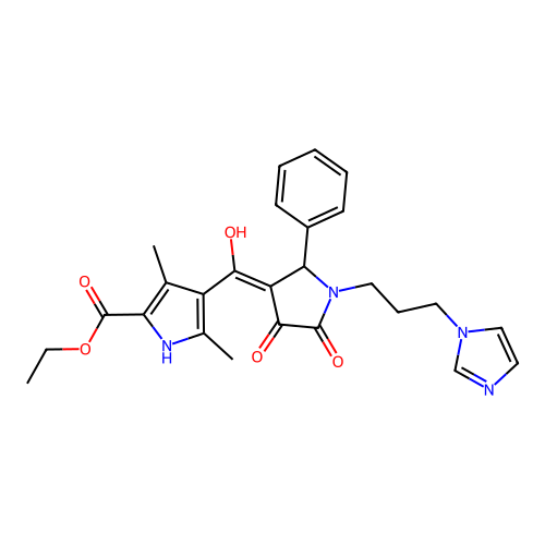 ethyl 4-(1-(3-(1H-imidazol-1-yl)propyl)-4-hydroxy-5-oxo-2-phenyl-2,5-dihydro-1H-pyrrole-3-carbonyl)-3,5-dimethyl-1H-pyrrole-2-carboxylate structure