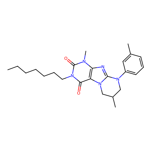 3-heptyl-1,7-dimethyl-9-(3-methylphenyl)-7,8-dihydro-6H-purino[7,8-a]pyrimidine-2,4-dione structure