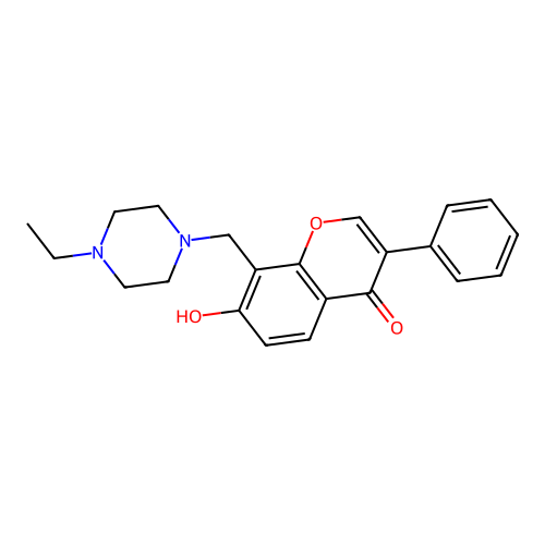 8-((4-ethylpiperazin-1-yl)methyl)-7-hydroxy-3-phenyl-4H-chromen-4-one structure