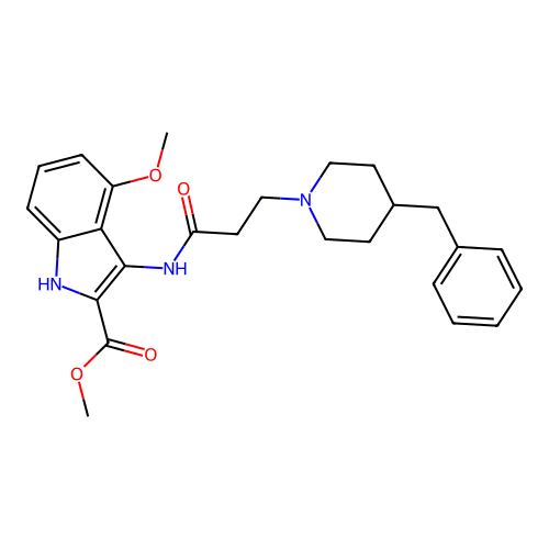 methyl 3-(3-(4-benzylpiperidin-1-yl)propanamido)-4-methoxy-1H-indole-2-carboxylate structure