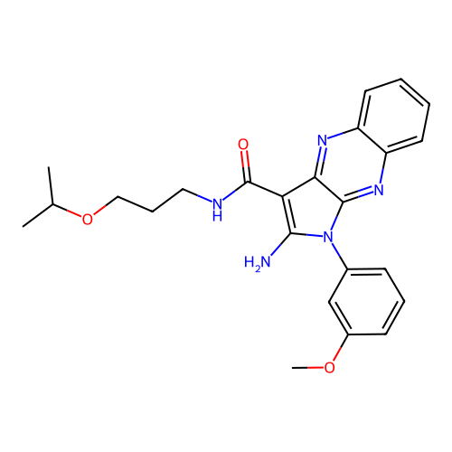 2-amino-N-(3-isopropoxypropyl)-1-(3-methoxyphenyl)-1H-pyrrolo[2,3-b]quinoxaline-3-carboxamide structure