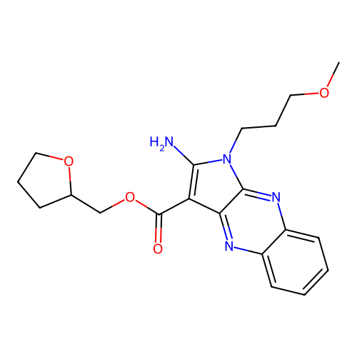 oxolan-2-ylmethyl 2-amino-1-(3-methoxypropyl)pyrrolo[3,2-b]quinoxaline-3-carboxylate structure