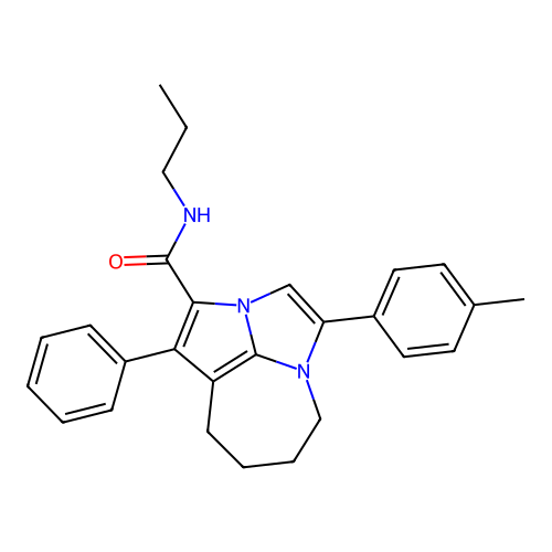 1-phenyl-N-propyl-4-(p-tolyl)-5,6,7,8-tetrahydro-2a,4a-diazacyclopenta[cd]azulene-2-carboxamide structure