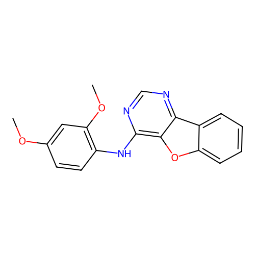 N-[(4E)-[1]benzofuro[3,2-d]pyrimidin-4(3H)-ylidene]-2,4-dimethoxyaniline structure
