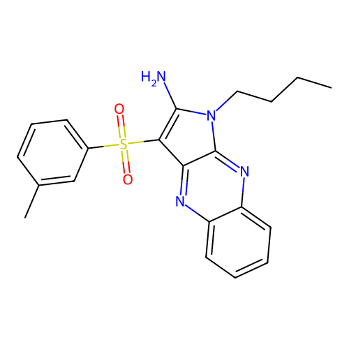 1-butyl-3-[(3-methylphenyl)sulfonyl]-1H-pyrrolo[2,3-b]quinoxalin-2-amine structure