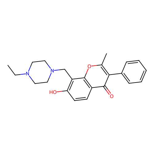 8-((4-ethylpiperazin-1-yl)methyl)-7-hydroxy-2-methyl-3-phenyl-4H-chromen-4-one structure