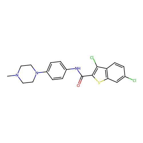 3,6-dichloro-N-[4-(4-methylpiperazin-1-yl)phenyl]-1-benzothiophene-2-carboxamide structure